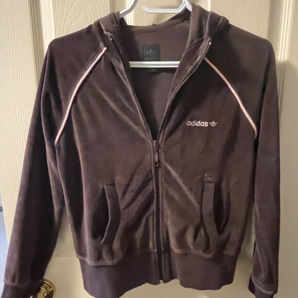 Adidas Original Vintage Jacket with Hood Brown Womens XS - Picture 1 of 2